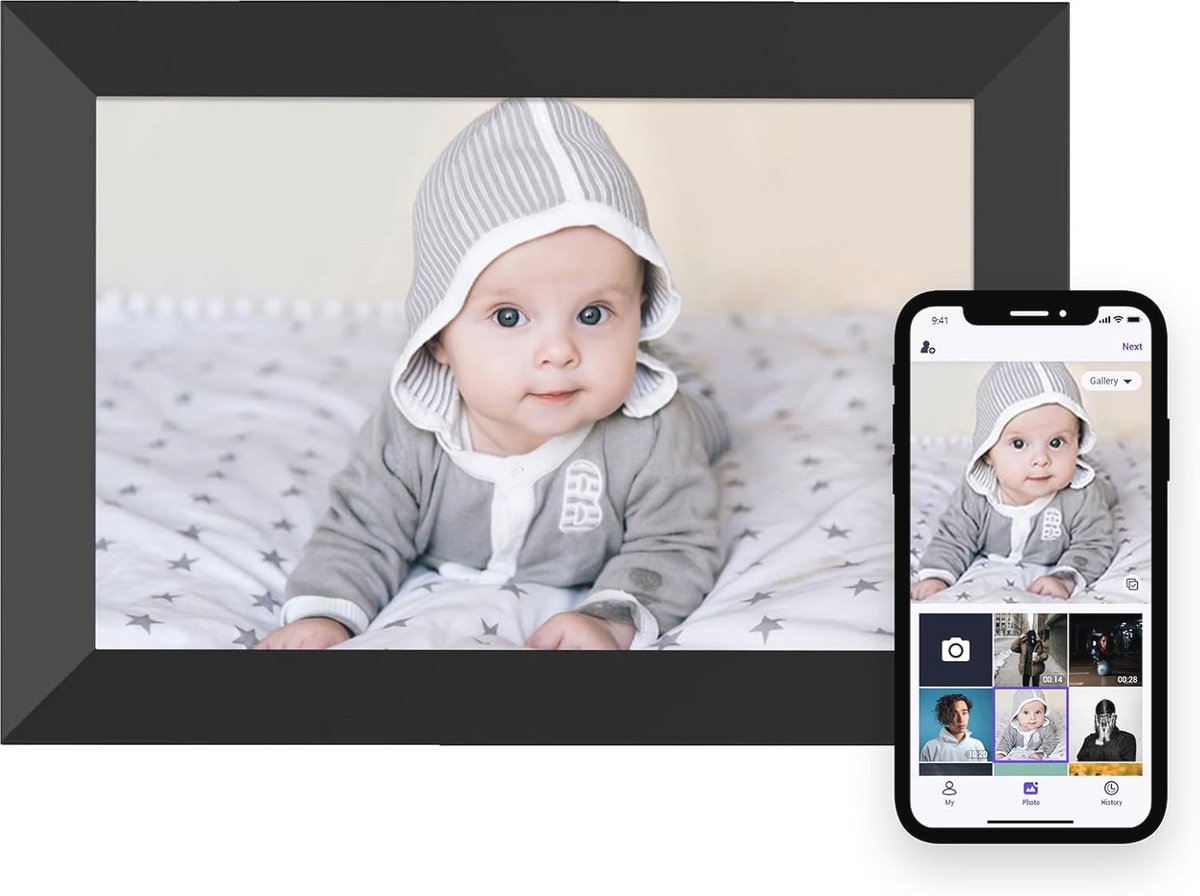Digitale Fotolijst 10,1 inch met Wifi en HD IPS Touchscreen - Delen van Foto's en Video's op Afstand
