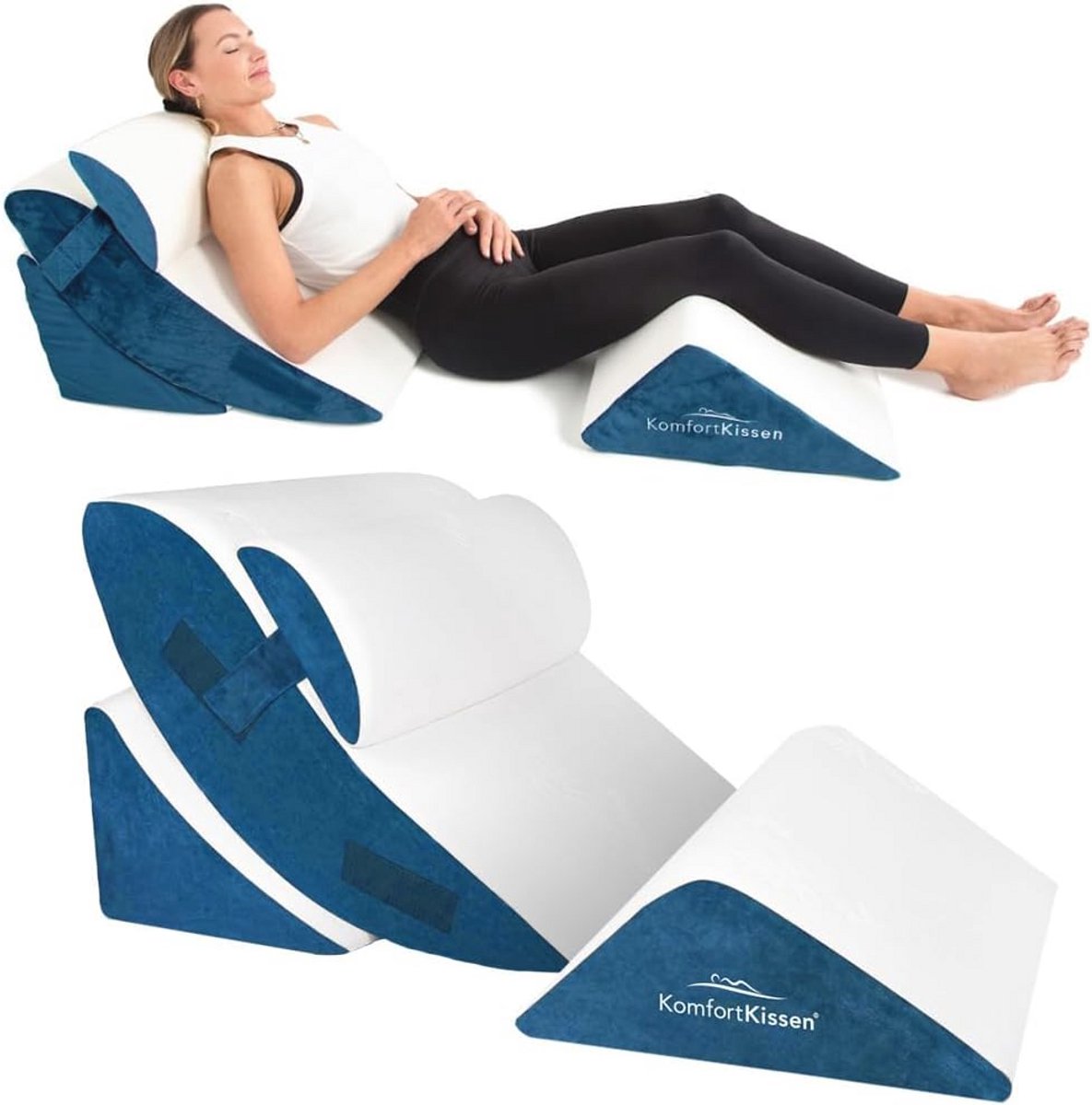 Ergonomische 4-delige wigkussen set | Multifunctioneel 12-in-1 design voor slapen en lezen
