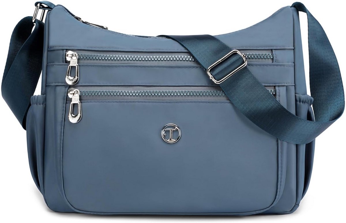 Grote Comfortabele Nylon Crossbody Schoudertas Dames met Veel Vakken