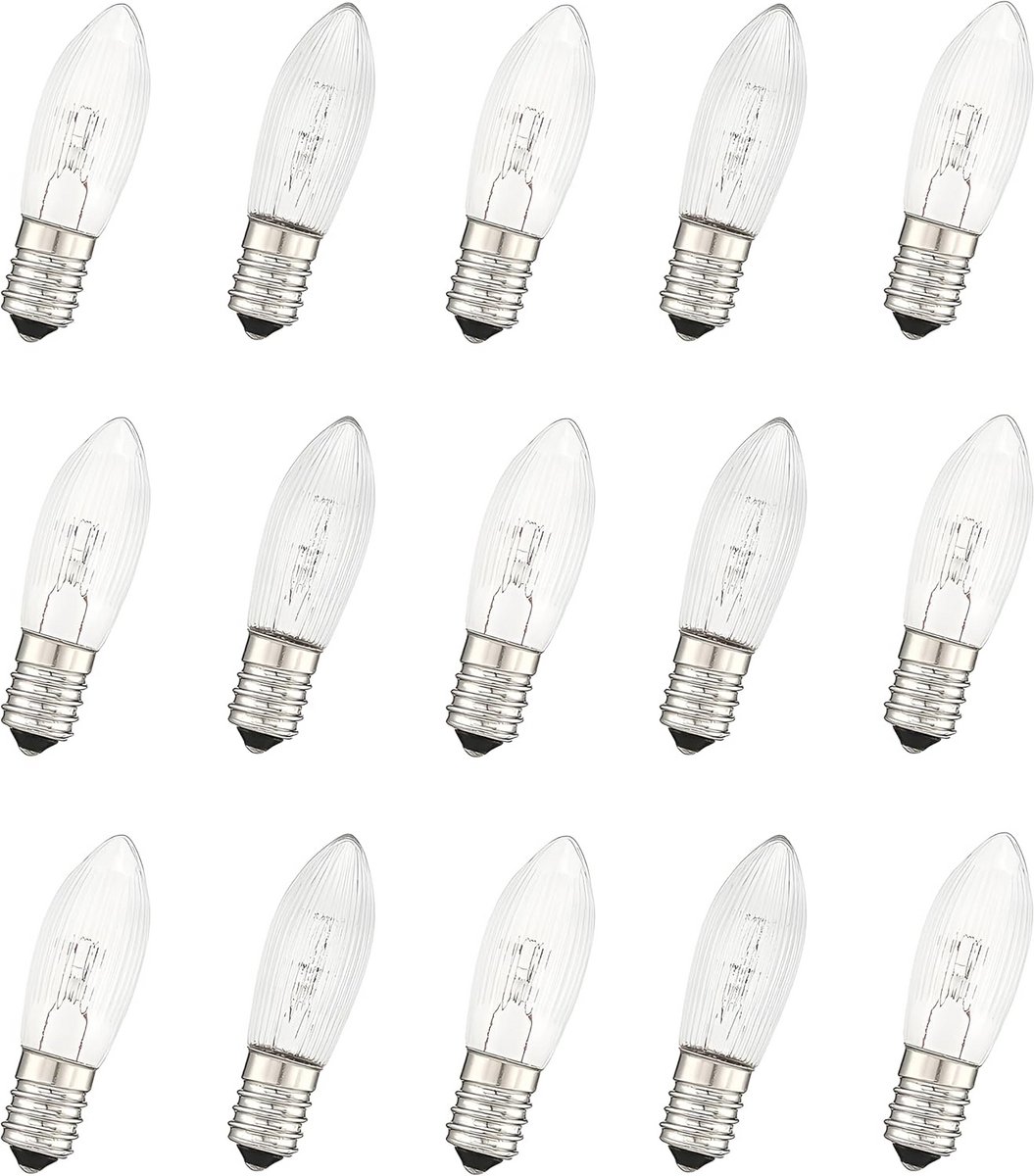 15x Reserve Gloeilampen E10 3W voor Lichtsnoer en Lichtboog Warmwit 23V