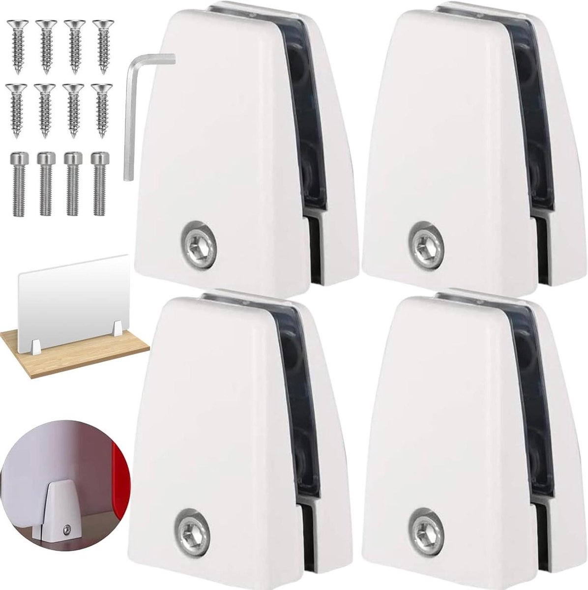 Allecta - Baffle Clip voor Bureau Divider en Screen Panel Clamps - Glasklem Badkamer voor Spiegels, Glas, Dakspanen