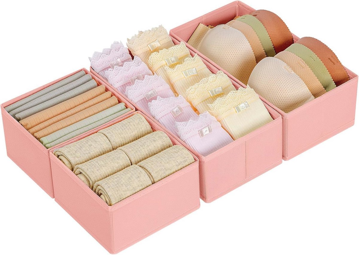 Opvouwbare lade-organizer voor kasten en laden - Roze - 4 stuks
