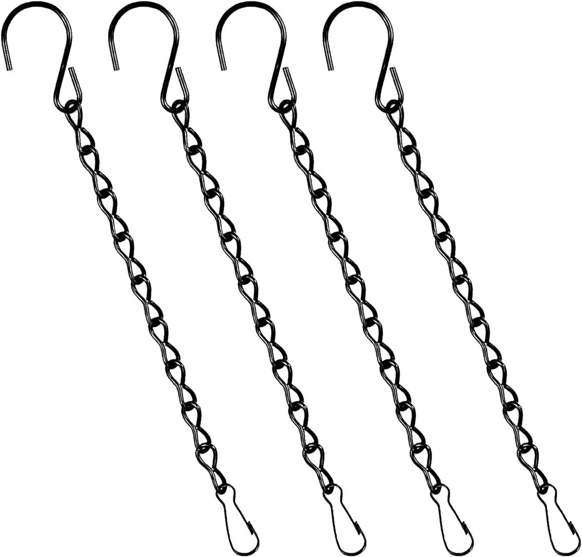 Hangende Basketketens Set van 4 voor Bloempots, Vogelvoeders en Decoratie - Zwart