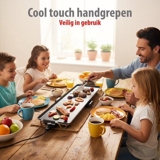 alpina Teppanyaki Bakplaat XXL - Grillplaat 2000W - Grill en Gourmet Plaat Electrisch - Plancha 100 x 20 cm - met Verstelbare Thermostaat - Anti-Aanbaklaag en Lekbak — afbeelding 2