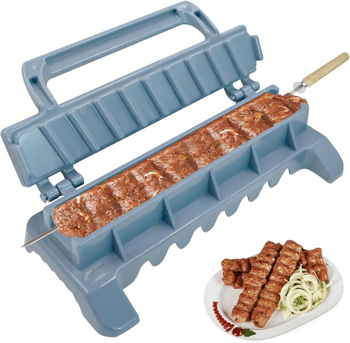 Draagbare Kebab Maker en Spiesen Set - Eenvoudig Zelf Kebab Maken voor de BBQ