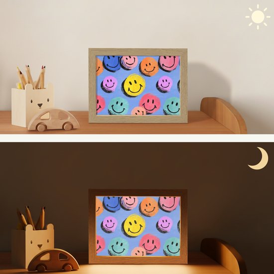 Nachtlampje 20x15 cm - Kinder lampje - Smileys - Kleurrijk - Tafellamp kinderkamer - Slaapkamer lamp - Bedlamp kinderen - Kinderlampje stopcontact - Wandlamp babykamer - Nachtlampjes van Merkloos — afbeelding 4