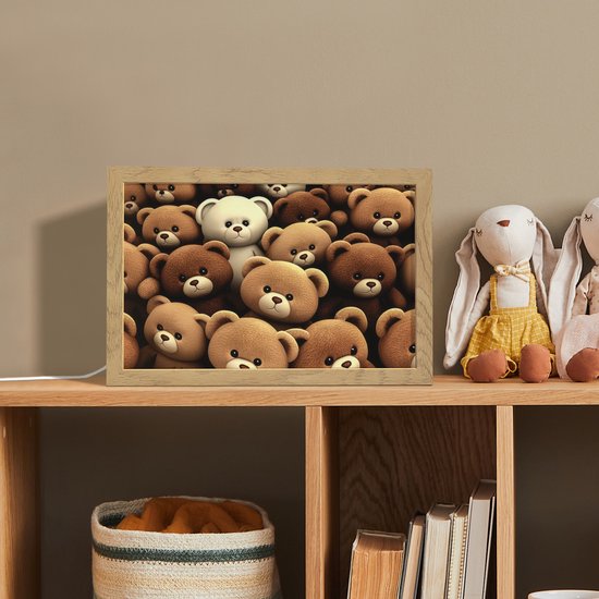 Nachtlampje 30x20 cm - Kinder lamp - Teddybeer - Knuffel - Bruin - Beer - Jongens - Meisjes - Tafellamp kinderkamer - Slaapkamer lamp - Bedlamp kinderen - Kinderlampje stopcontact - Wandlamp babykamer - Nachtlampjes van Merkloos — afbeelding 3