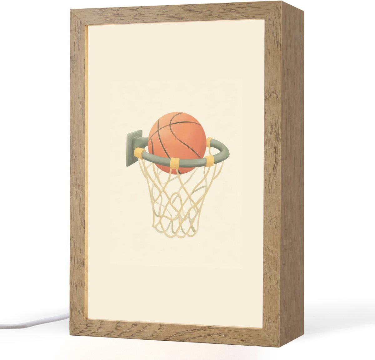 Nachtlampje 20x30 cm - Kinder lampje - Basketbal - Net - Oranje - Tafellamp kinderkamer - Slaapkamer lamp - Bedlamp kinderen - Kinderlampje stopcontact - Wandlamp babykamer - Nachtlampjes