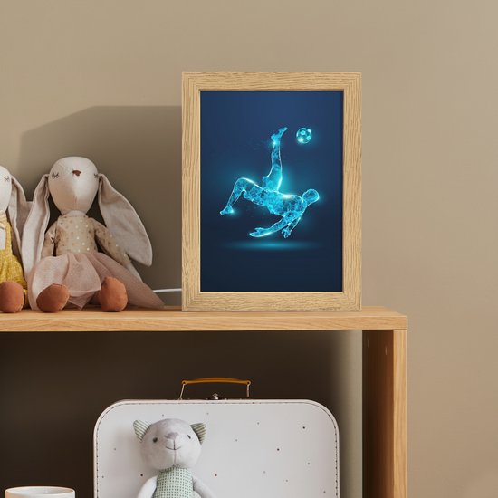 Nachtlampje 15x20 cm - Kinder lampje - Voetballer - Blauw - Neon - Tafellamp kinderkamer - Slaapkamer lamp - Bedlamp kinderen - Kinderlampje stopcontact - Wandlamp babykamer - Nachtlampjes van OnlyWow — afbeelding 3