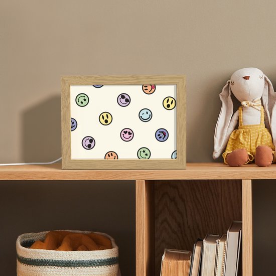 Nachtlampje 20x15 cm - Kinder lampje - Smileys - Kleurrijk - Grappig - Tafellamp kinderkamer - Slaapkamer lamp - Bedlamp kinderen - Kinderlampje stopcontact - Wandlamp babykamer - Nachtlampjes van Hemi Kadi — afbeelding 3