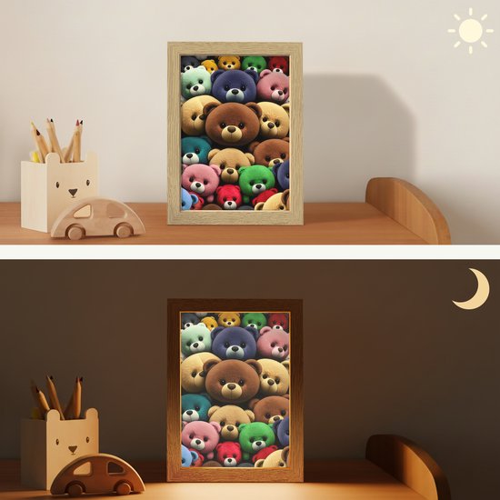 Nachtlampje 15x20 cm - Kinder lamp - Knuffelbeer - Teddy - Design - Kids - Tafellamp kinderkamer - Slaapkamer lamp - Bedlamp kinderen - Kinderlampje stopcontact - Wandlamp babykamer - Nachtlampjes van Merkloos — afbeelding 4