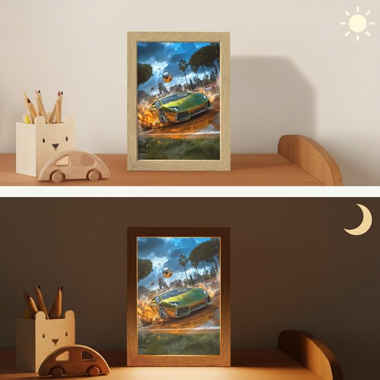 Nachtlampje 15x20 cm - Kinder lampje - Sportwagen - Groen - Voetbal - Tafellamp kinderkamer - Slaapkamer lamp - Bedlamp kinderen - Kinderlampje stopcontact - Wandlamp babykamer - Nachtlampjes van Merkloos — afbeelding 4