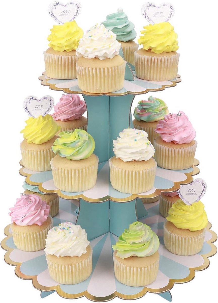 Cupcake standaard 3 niveaus voor verjaardagsfeest en babyshower