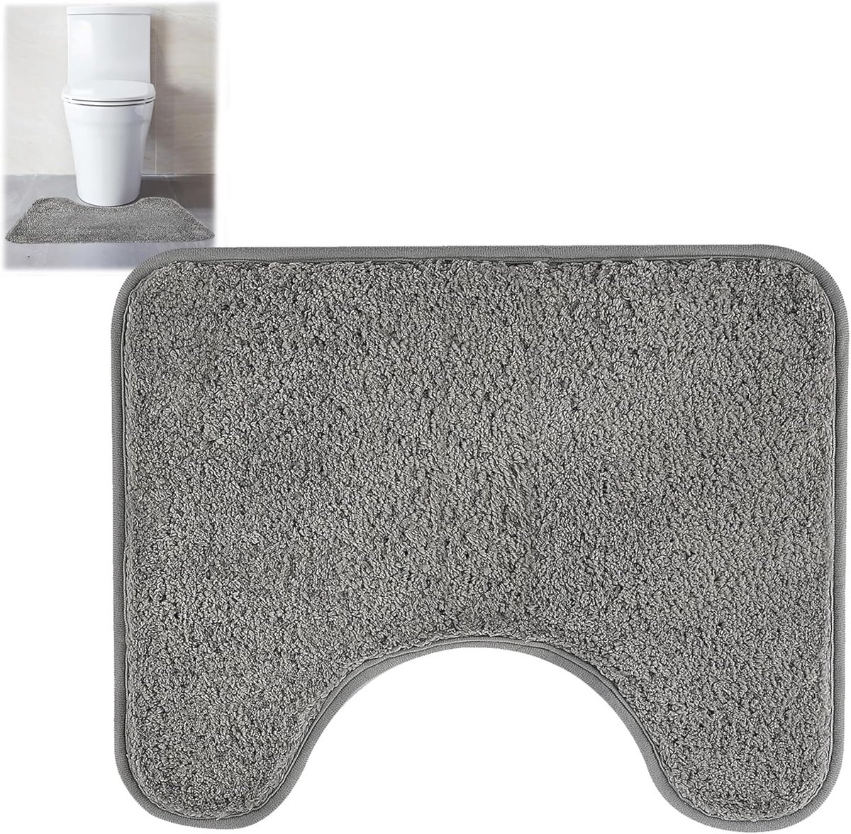 Antislip Zachte Toiletmat - Microvezel Badkamermat U-Vorm - Machinewasbaar en Sneldrogend (50 x 40 cm)