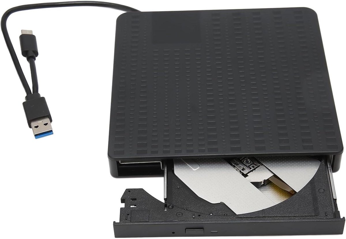 Allecta - Externe CD DVD drive USB 3.0 Type C - Draagbare CD DVD branderlezer - Laptop PC - Windows 7 8 10 - USB externe DVD speler