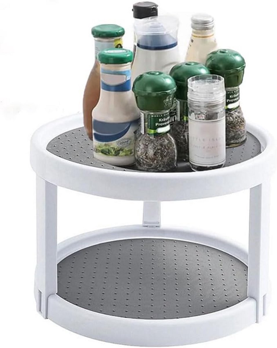 Draaitafel met Antislip, Roterende Opbergorganizer voor Keuken en Koelkast - 25 cm, 2 Niveaus