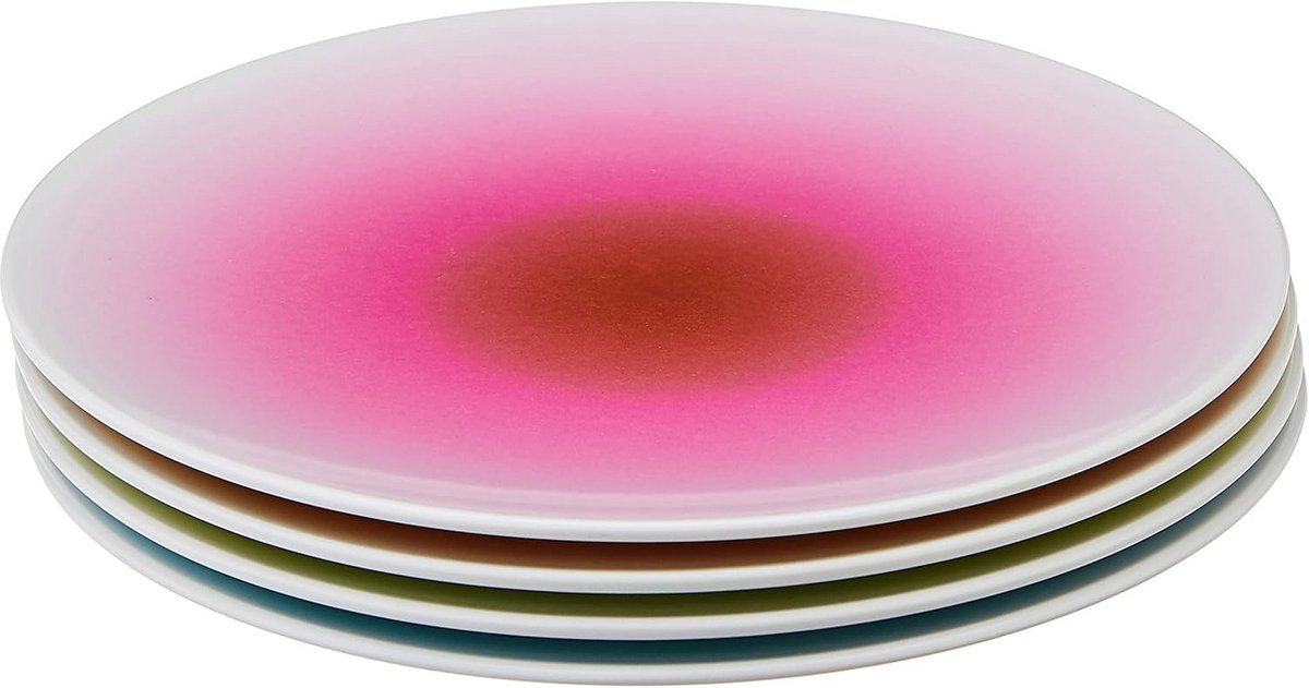 Set van 6 Melamine Borden met Franjes - Kleurrijk Diner- en Dessertservies