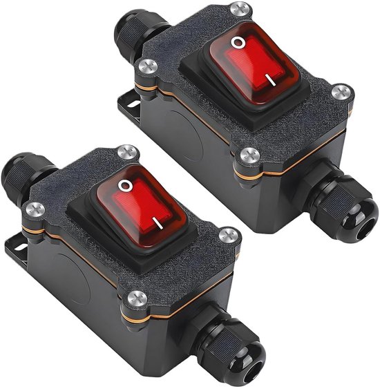 Waterdichte inline schakelaar set 12V DC 30A - DPST drukknop | bol