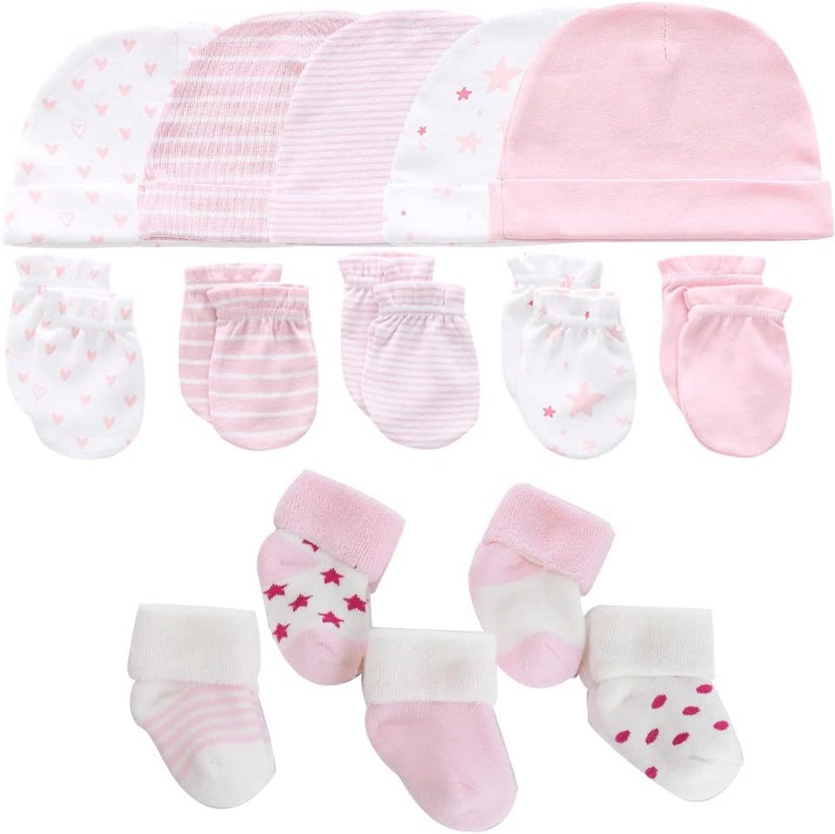 Dik Warm Baby Hoeden, Handschoenen en Sokken Set voor Pasgeborenen - 0-6 Maanden
