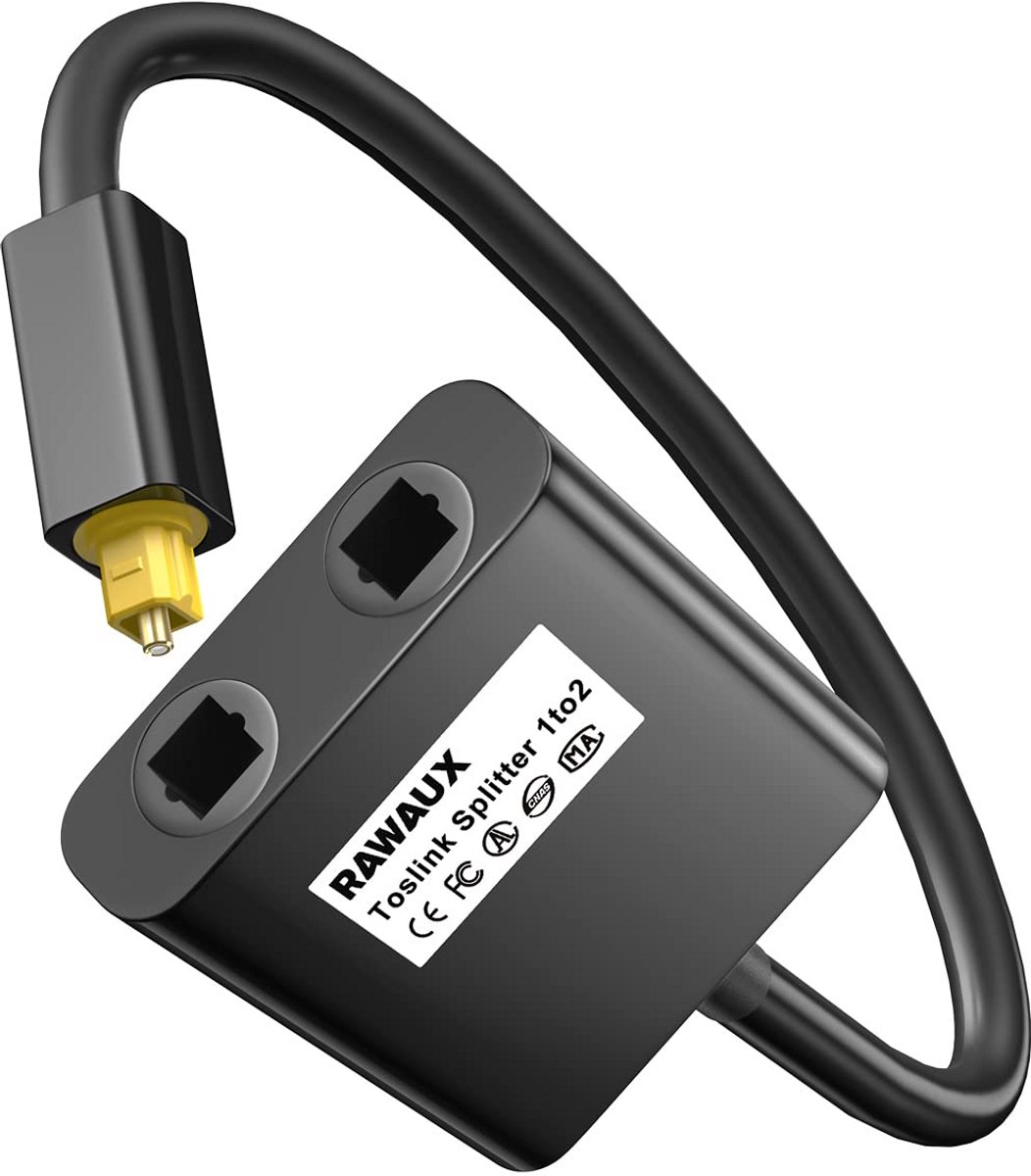 Digitale Optische Audio Splitter 1-in-2-uit Toslink SPDIF Adapter Zwart