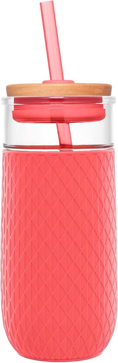 Drinkglas 59 cl met Rietje - Perfect voor Smoothies, Ijsthee, en Sappen