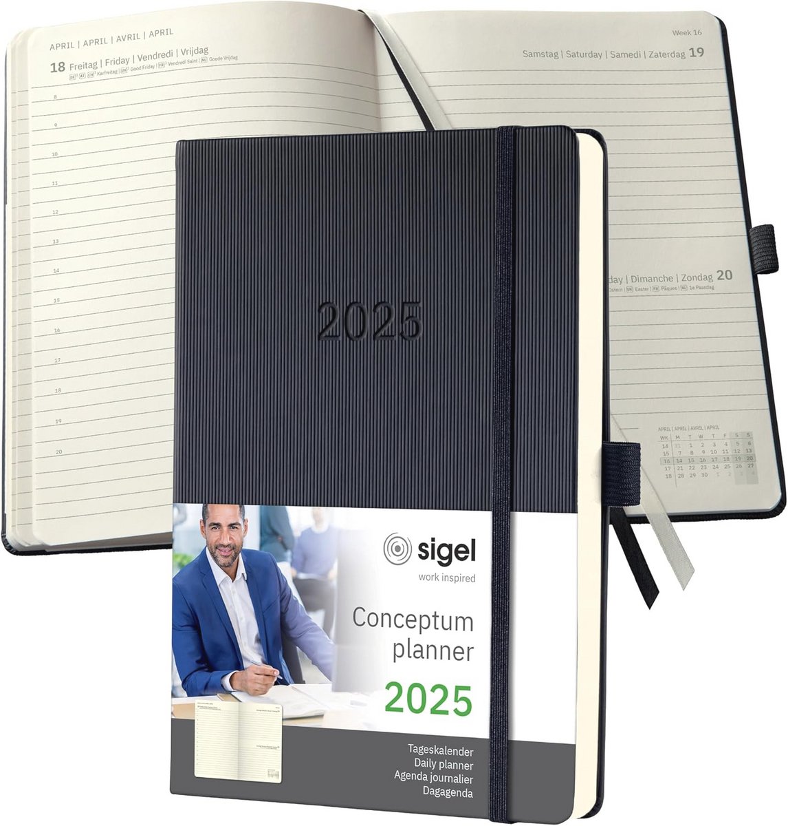 Tageskalender A5 2025 - Zwart