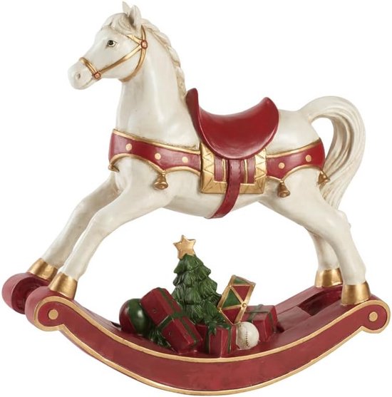 Grand Cheval à Bascule en Bois XL Décoration Noël et Période Hivernale