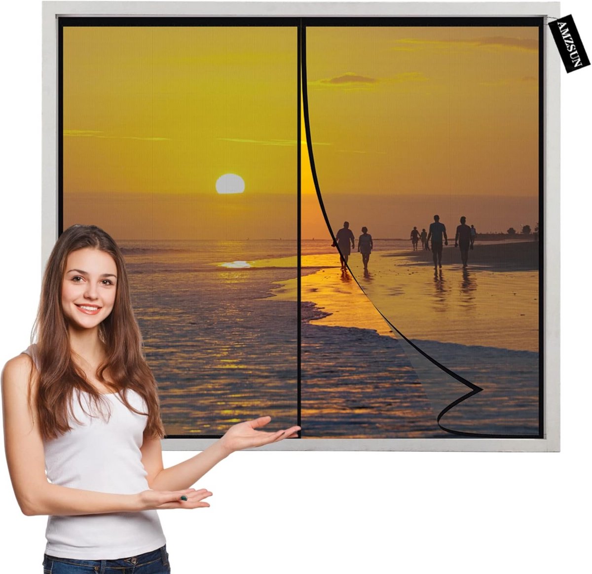 Magnetisch Vliegengordijn voor Raam 110x175cm - Fijnmazig Hor Zonder Boren