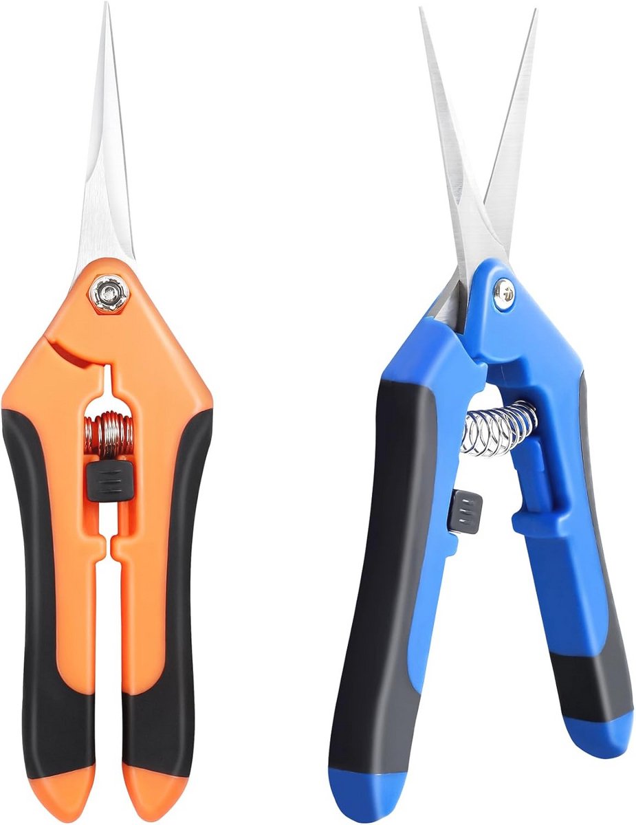Ergonomische snoeischaar set voor tuinieren - 2 paar van 165 mm met veermechanisme