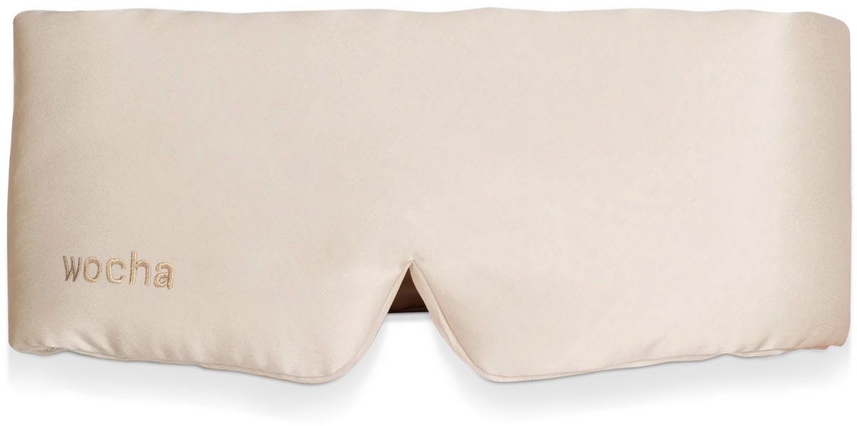 Wocha 100% Premium Moerbei Zijden Slaapmasker – 22 Momme – Hoogste kwaliteit 6A Zijde – Champagne – Voor vrouwen en mannen