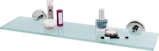 Étagère en Verre Salle de Bain RVS Mat Verre de Sécurité Haute Brillance