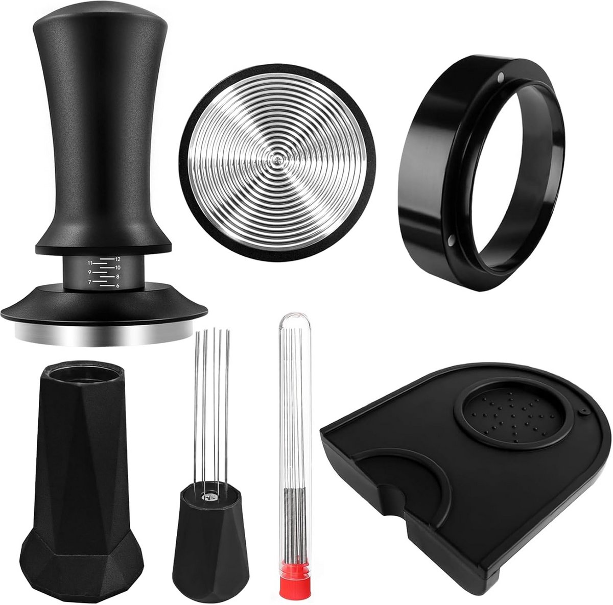 Compleet Koffie Tamper & WDT Set 51mm - Inclusief Doseerring en Mat voor Espresso