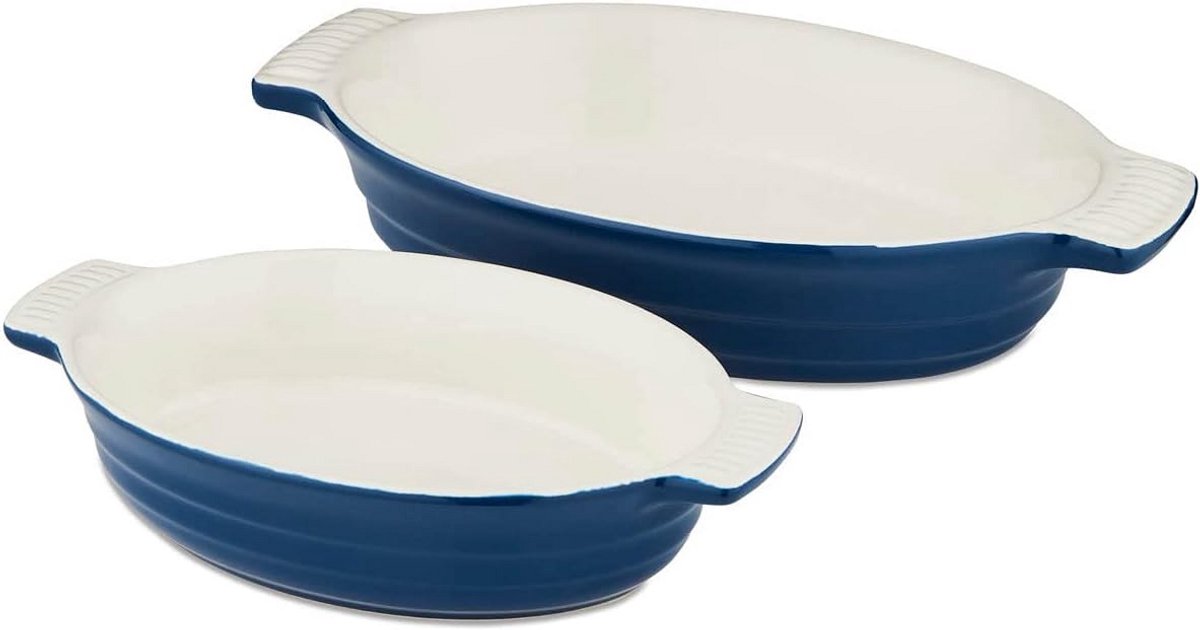 Set van 2 Ovale Keramische Ovenschalen - Ovenbestendig en Vaatwasserbestendig