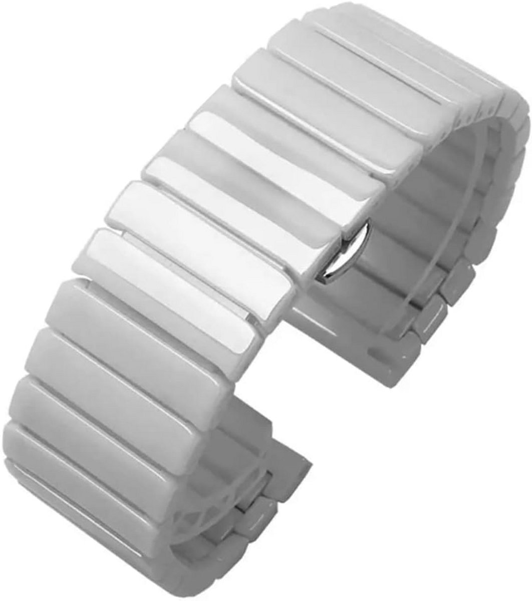 Luxe Witte Keramische Horlogeband 20mm 22mm Universeel met Vlindersluiting en Snelsluiting