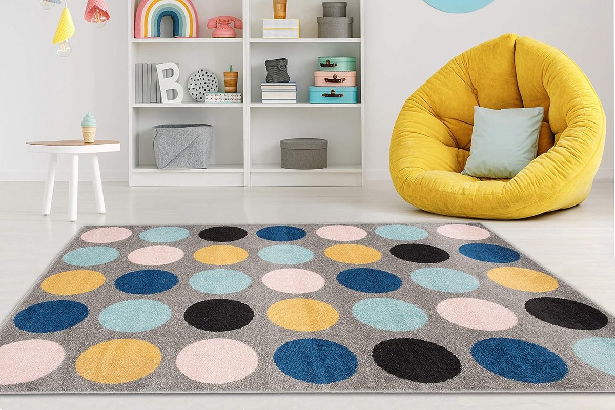 Vloerkleed Kinderkamer 120x170 cm - Laagpolig Tapijt met Patroon - Veelkleurig - Geschikt 