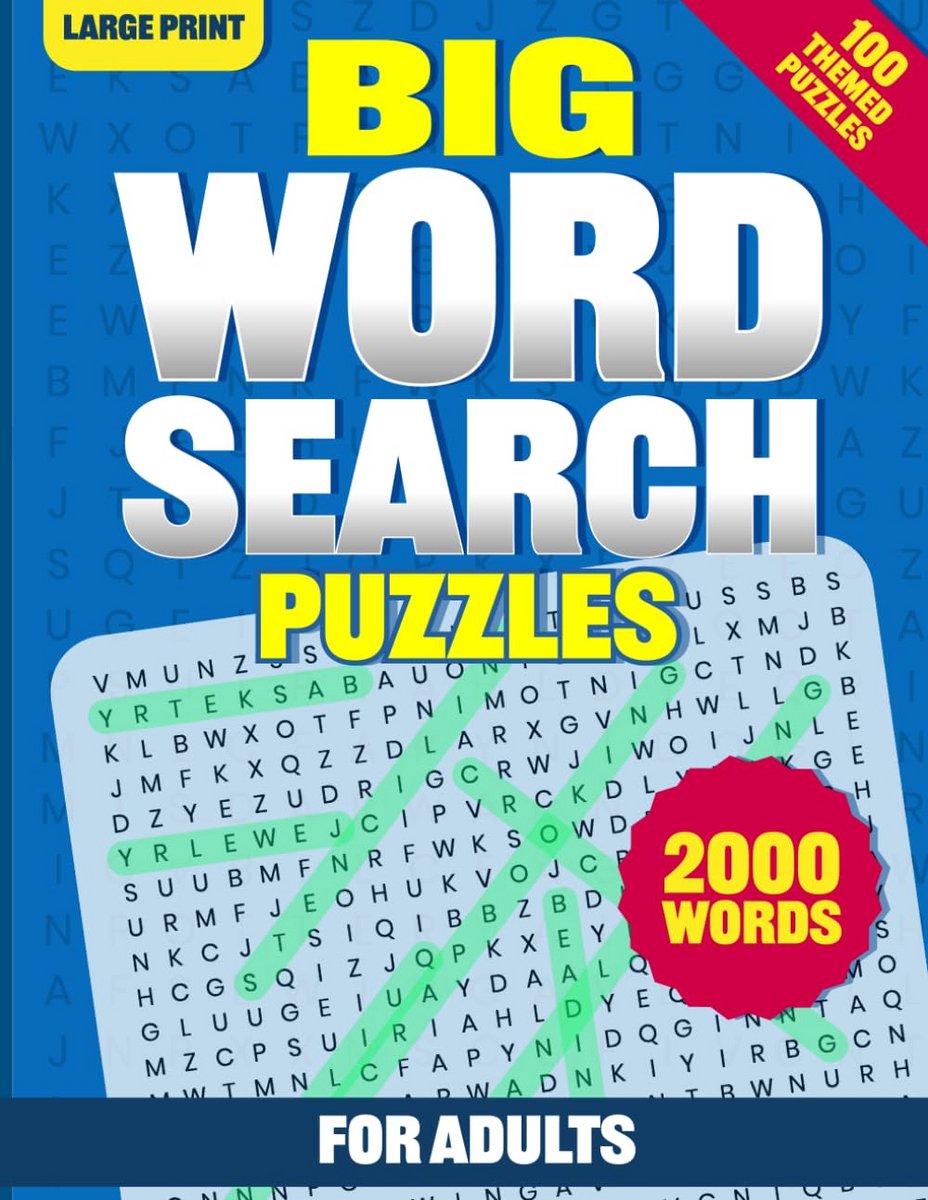 Woordzoekpuzzels voor Volwassenen in Groot Lettertype: 100 Thema's met Oplossingen