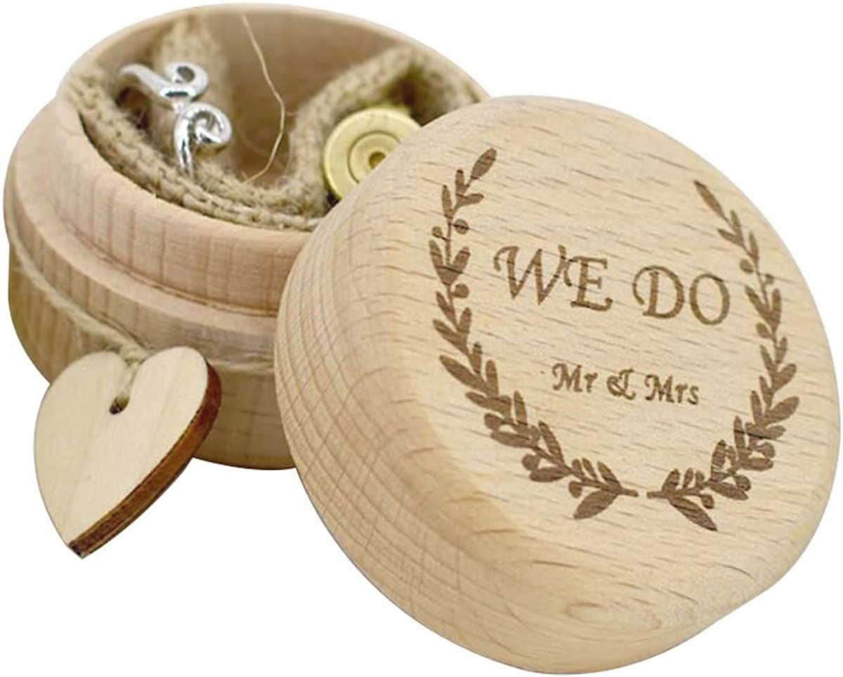 Houten Trouwring Doos Gepersonaliseerd Gegraveerd voor Verloving en Bruiloft