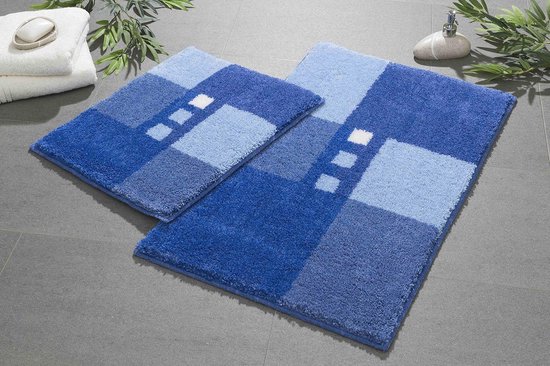Ultra Zachte Antislip Badmat Set - 100% Polyacryl, ÖKO-TEX Gecertificeerd, 2-delig, Blauw — afbeelding 4