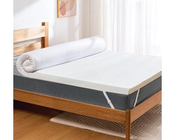 Matrastopper 180 x 200 cm - Geltraagschuim Topper met Bamboe Overtrek, Oeko-Tex®-gecertificeerd
