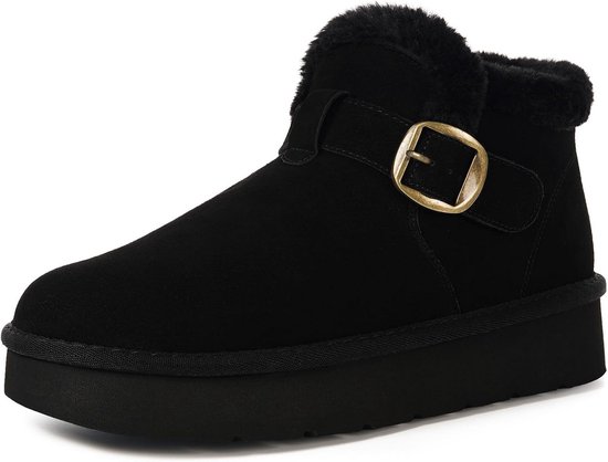 Damesschoenen Winterschoenen Dameslaarzen met bont Dames herfstschoenen Halfhoge leren snowboots Waterdichte hoge schoenen