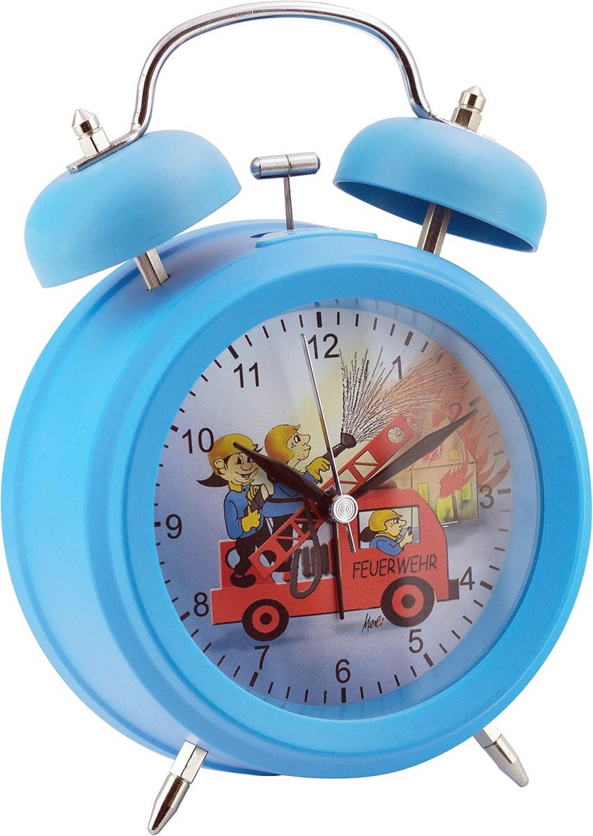 Analoge wekker met brandweermotief en sluipende seconde
