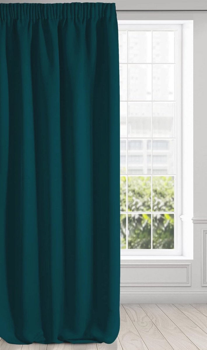 Verduisteringsgordijn met Krulband 135x270 cm - Elegante Satijnen Gordijnen voor Woonkamer en Slaapkamer in Petrol