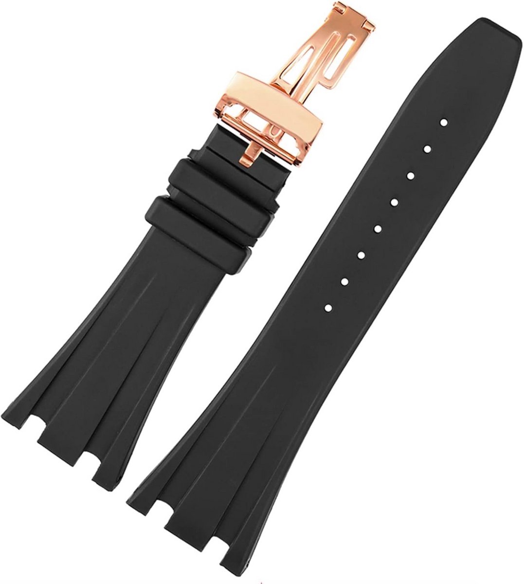 Siliconen horlogeband 28mm zwart met vlindersluiting