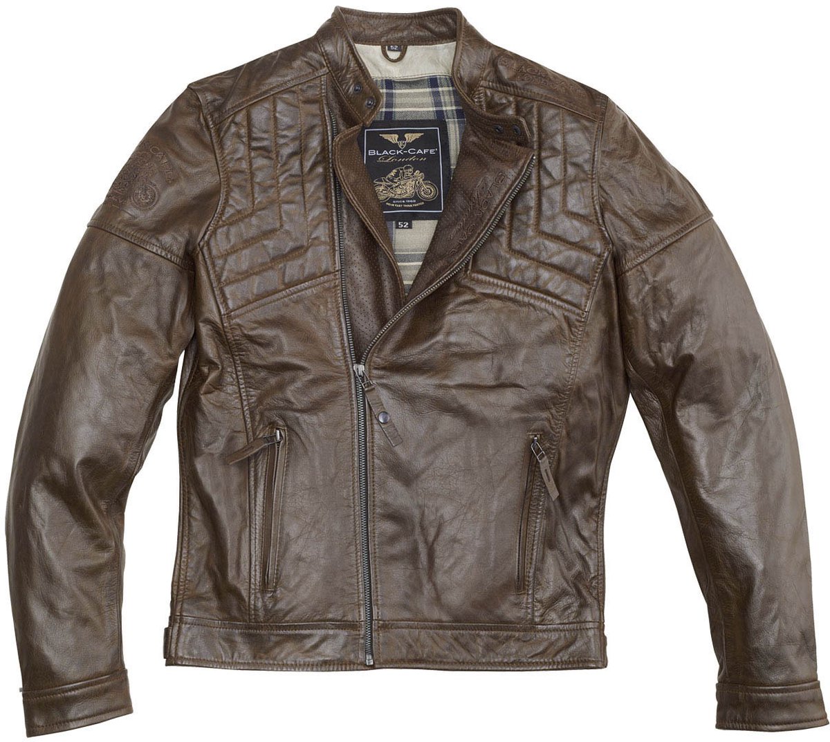 Black-Cafe London Philadelphia Bruin Leren Motorjas - Jas
