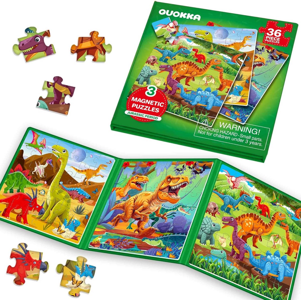 Magnetische Puzzels Voor Peuters, 36 Stuks Dino-Spel Met Extra Lang Speelboek, Leuk Reisspel Speelgoed Voor Kinderen