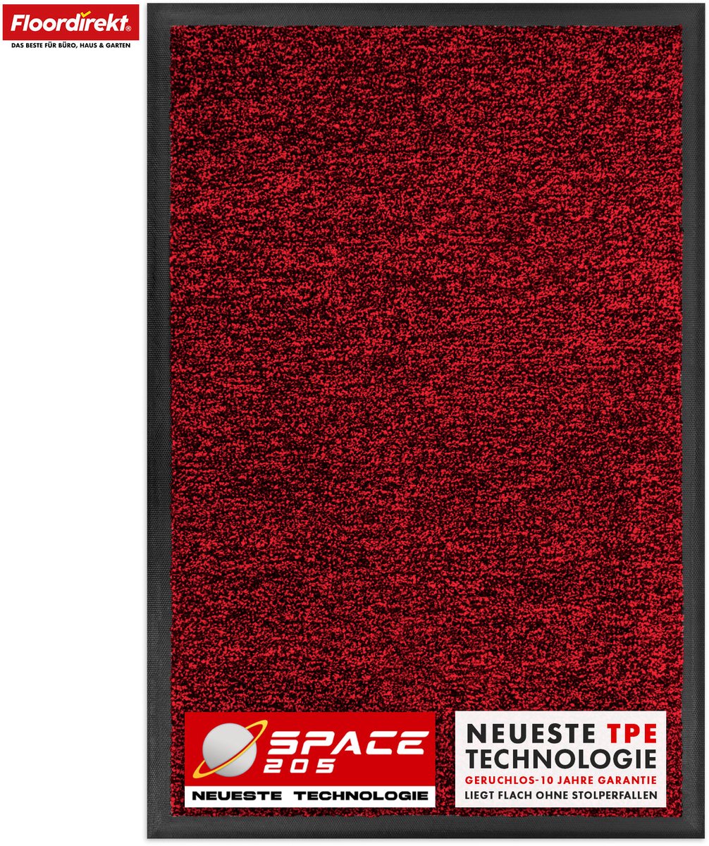 Floordirekt Vuilvangmat Space 205 - Rood 120 x 180 cm - Antislipmat met Innovatieve TPE-Te