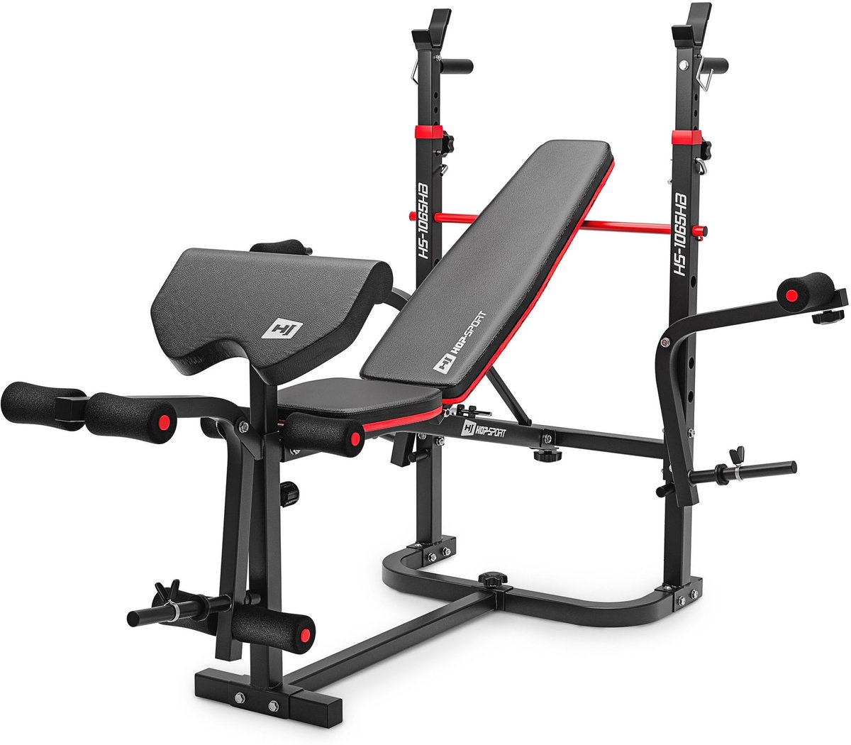 Hop-Sport HS-1065 – Multifunctionele Halterbank – Verstelbaar – Full Body Training – Met Butterfly en Beentrainer