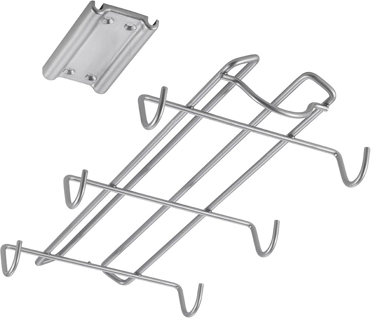 Verstelbare Mokkenhouder met Glijdende Lades - 14x28x5cm - Metallic Grijs