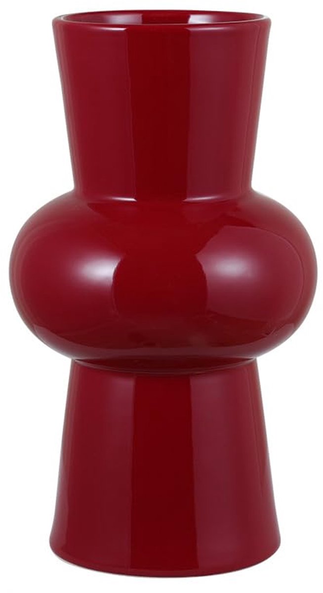 Unyqoos Elegante keramische vaas voor bloemen en decoratie in bordeauxrode tint, Burgunderfarben, 20cm