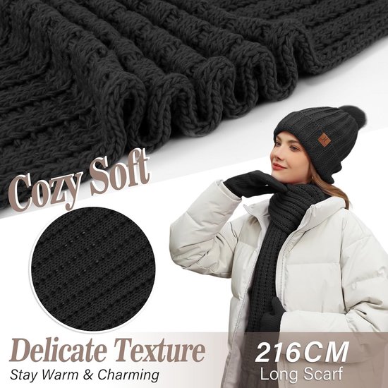 HANXIULIN Muts sjaal handschoenen set beanie wintermuts dames muts warme sjaal set beschermend masker en gebreide muts tweedelig pak skimuts wollen muts loopmuts buiten, wijn, Eén maat